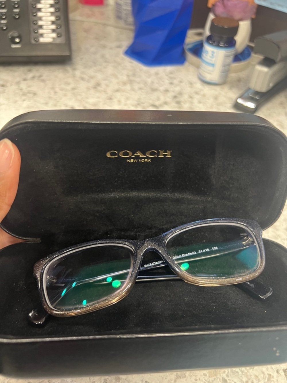Coach Black Glitter Rectangular Eyeglasses - Picture 5 of 6